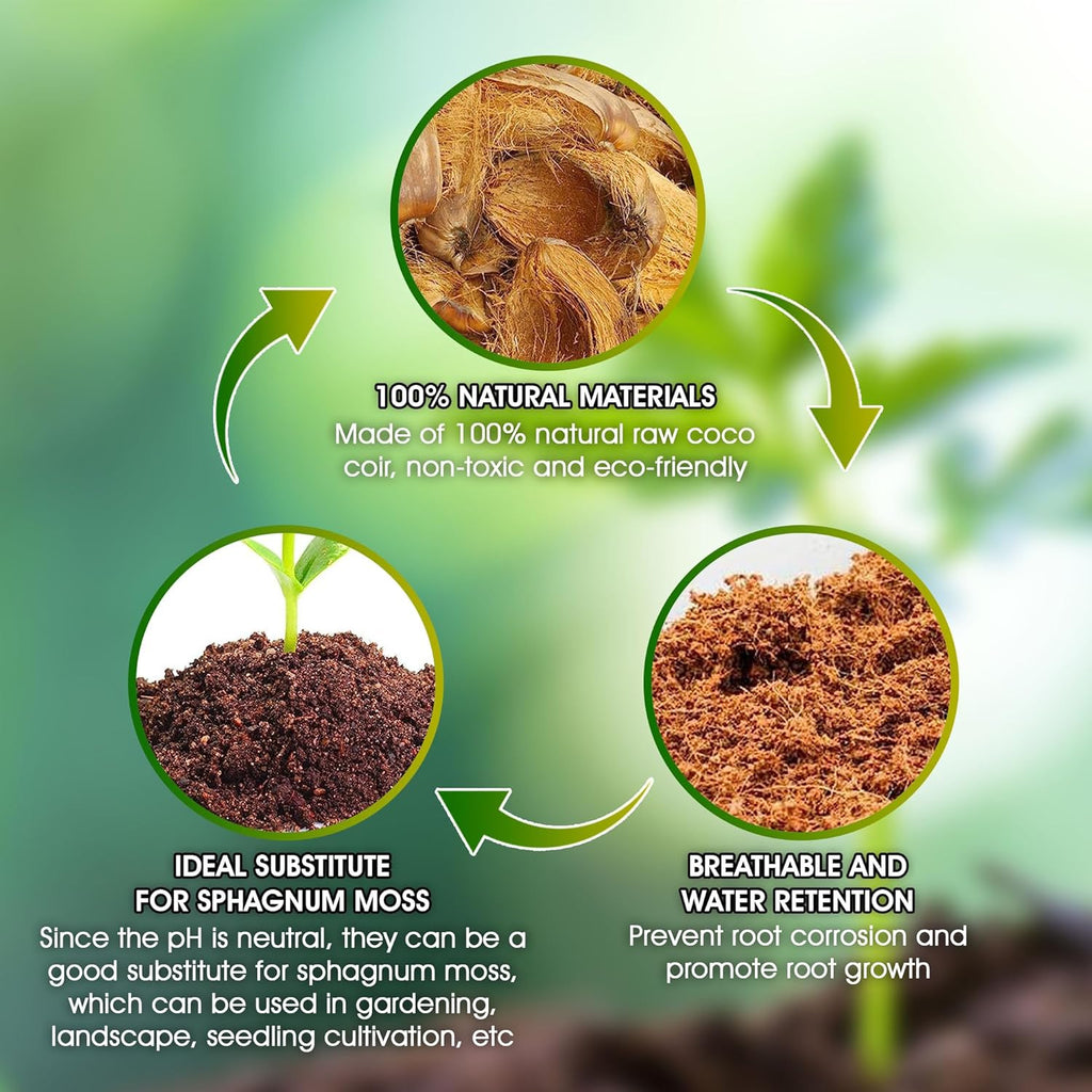 Coco Coir Bricks, 4 Pcs, Organic Compressed Potting Mix for Gardening S7000