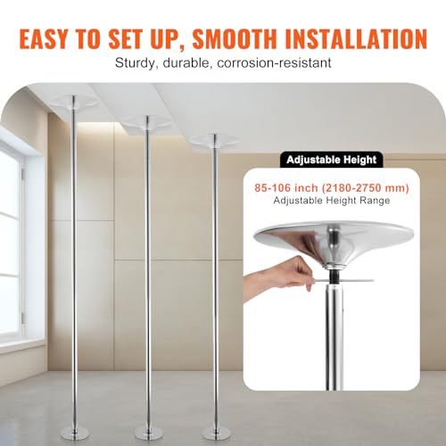 Spinning Static Dancing Pole, Height Adjustable Stainless Steel, Portable for Home Gym Q754