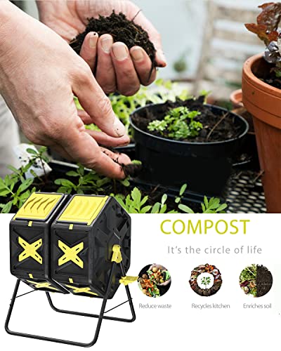 Tumbling Compost Bin, BPA Free, Outdoor Rotating Composter D773135