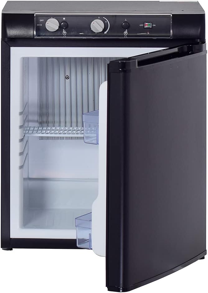 SMETA 3 Way Fridge Propane Refrigerator 12V/110V/Gas 1.4 Cu.Ft LP Gas Off-Grid Refrigerator without Freezer - Compact RV Cabin Camping Mini Fridge, Black