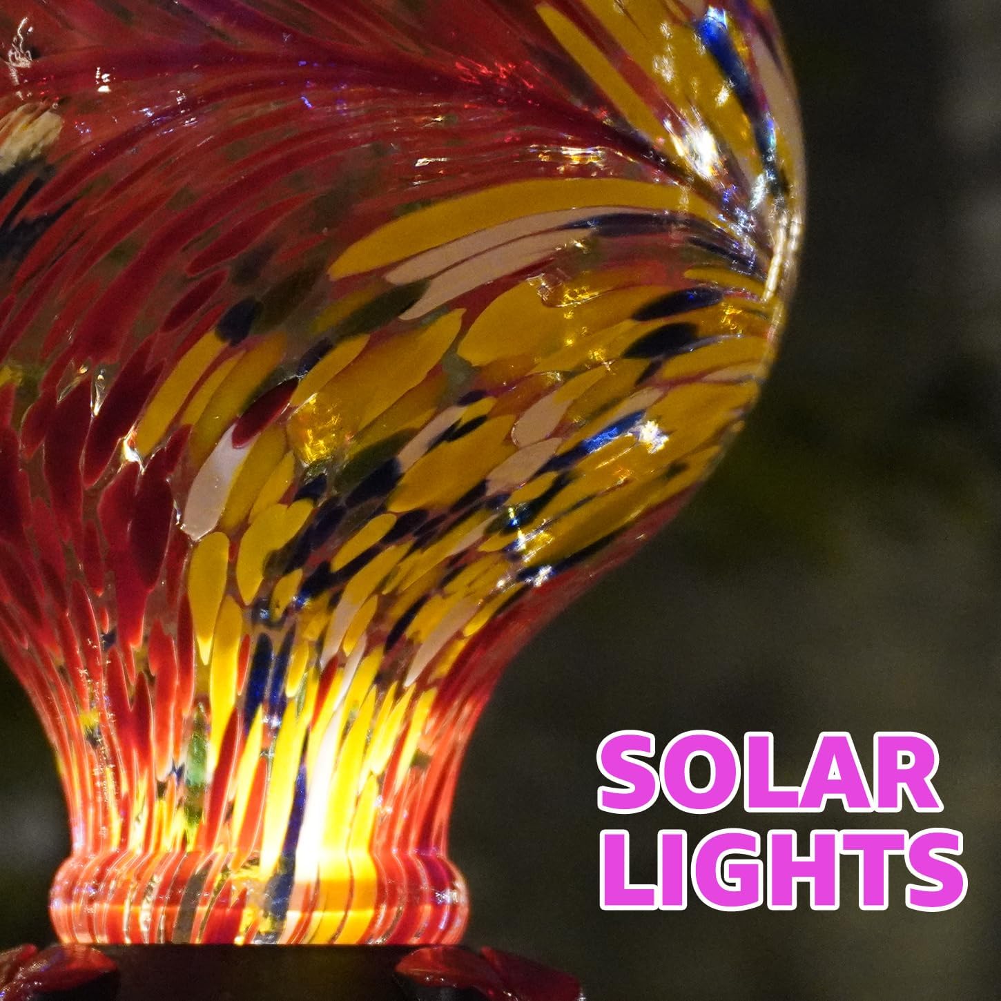 Handblown Glass Hummingbird Feeder for Outdoors L915