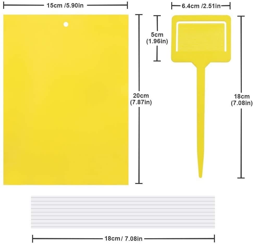 Dual-Sided Yellow Sticky Traps for Flying Plant Insects, 6x8 Inches, 30 Pack H20783