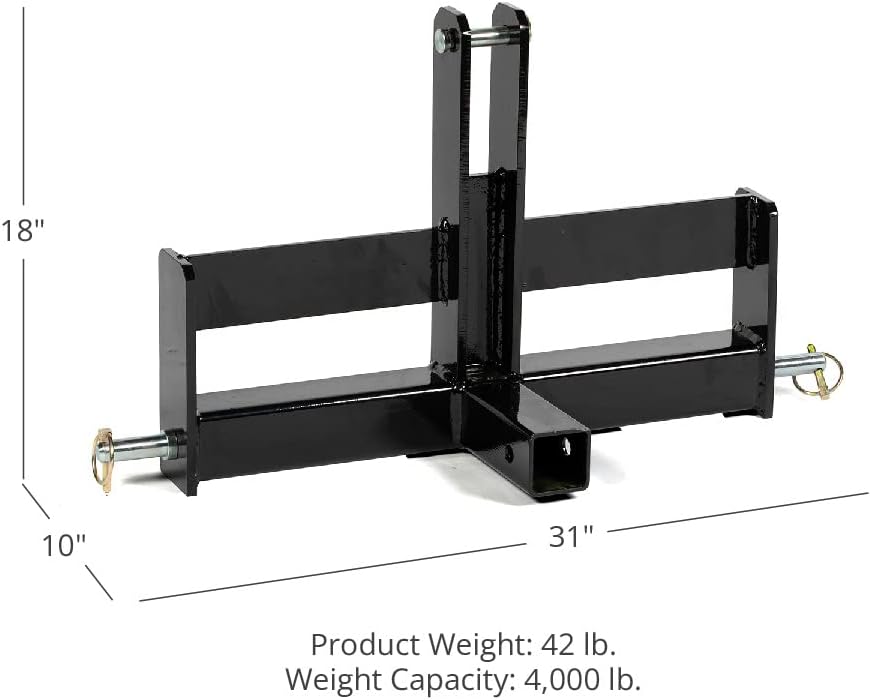 Tractor Drawbar with Suitcase Weight Brackets, 2 Receiver, CAT 1 3-Pt N475