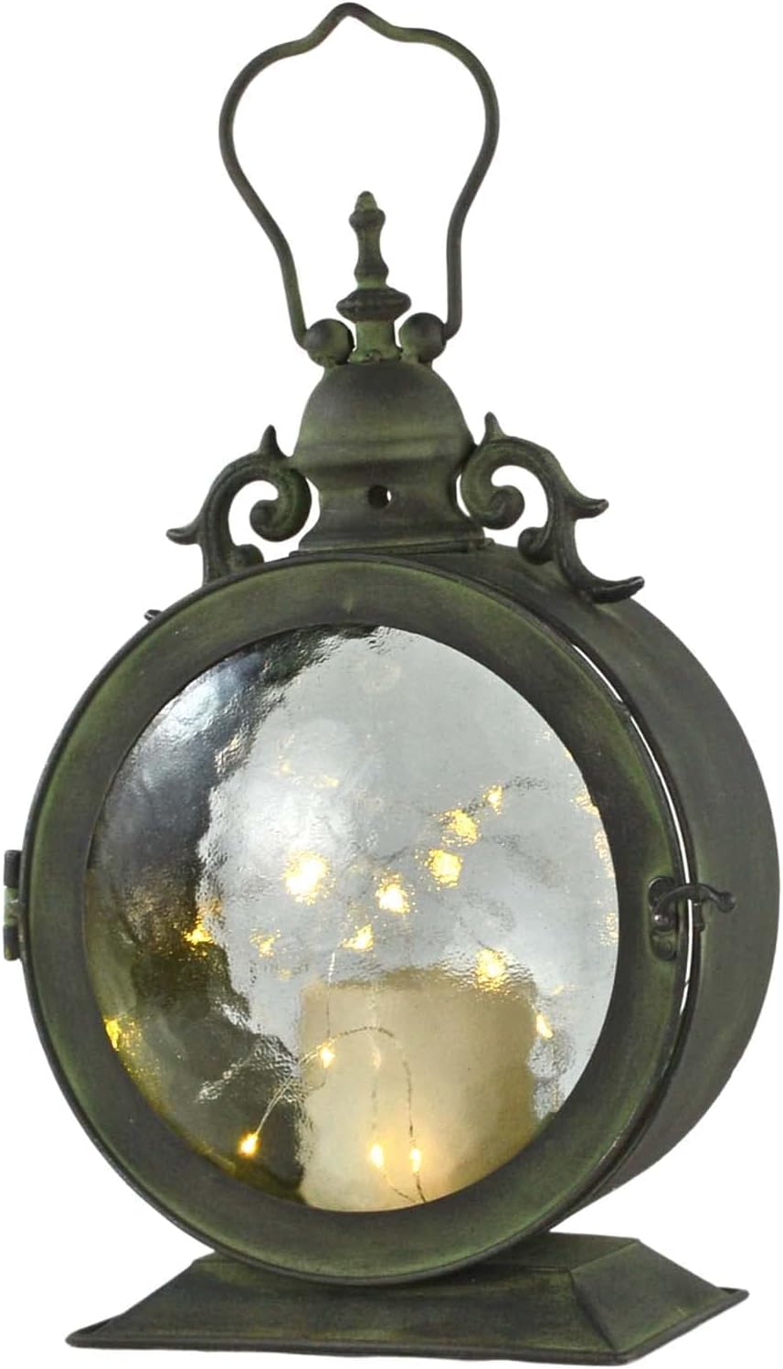 Metal Round Hanging Candle Lantern with Curved Glass Insert E808464