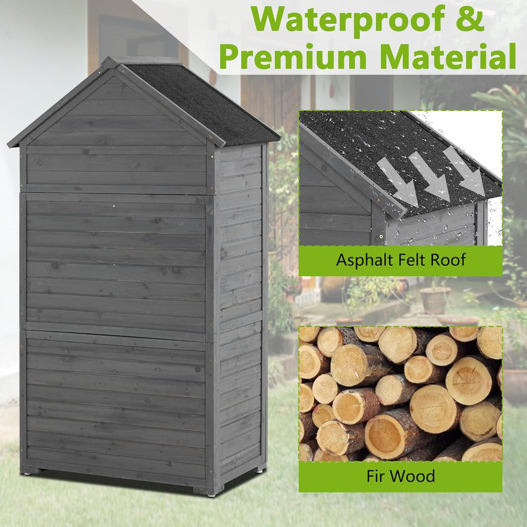 Outdoor Wooden Storage Shed with Lockable Door R617