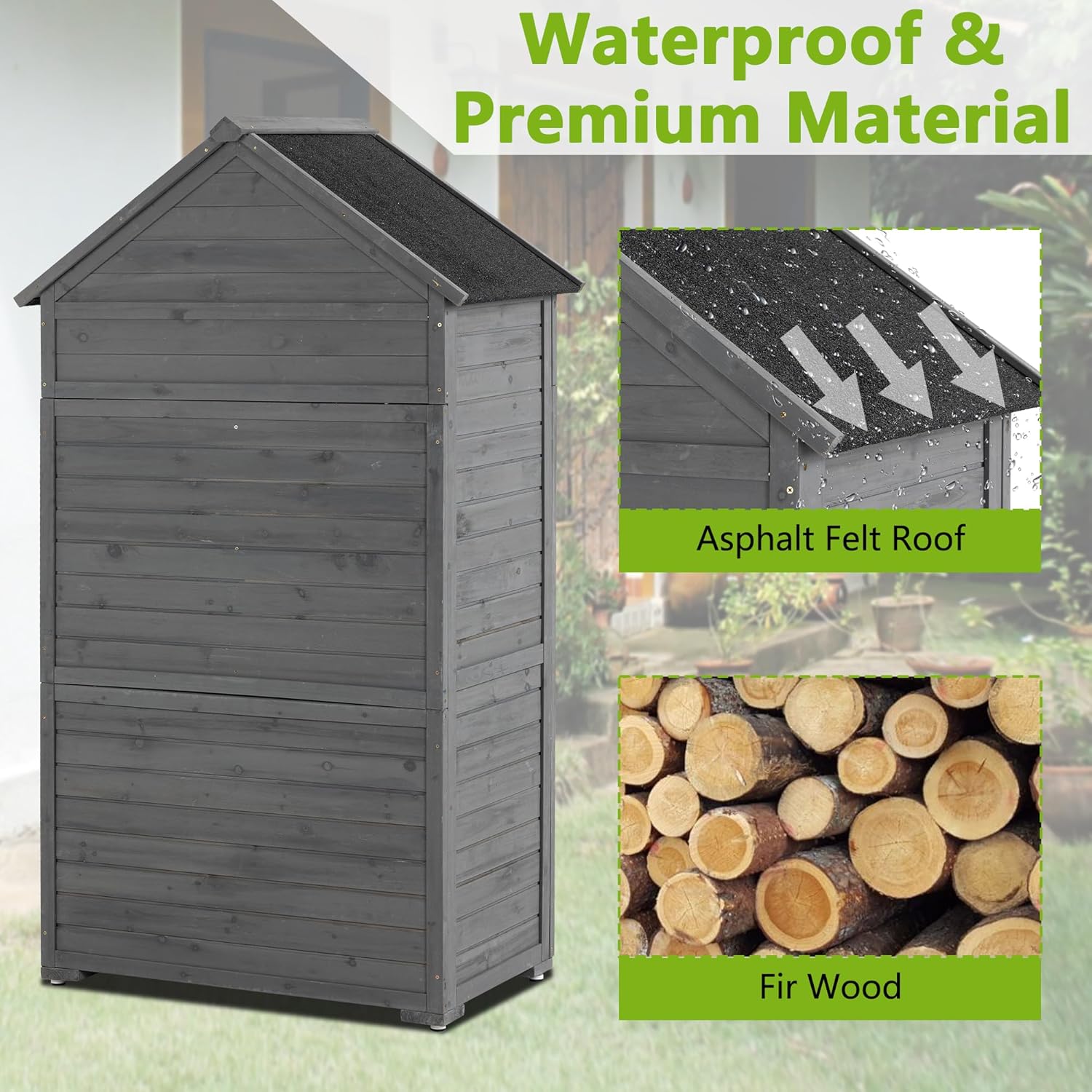 Outdoor Wooden Storage Shed with Lockable Door R617