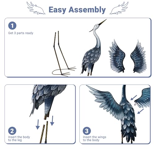 33 Inch Metal Heron Statue for Garden Patio Pond Decor C65360