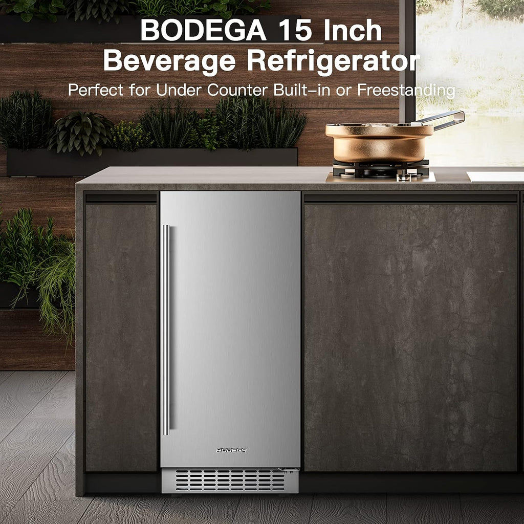 Beverage Cooler 24 Inch, Built-in and Freestanding Refrigerator 180 Cans, Stainless Steel I34420