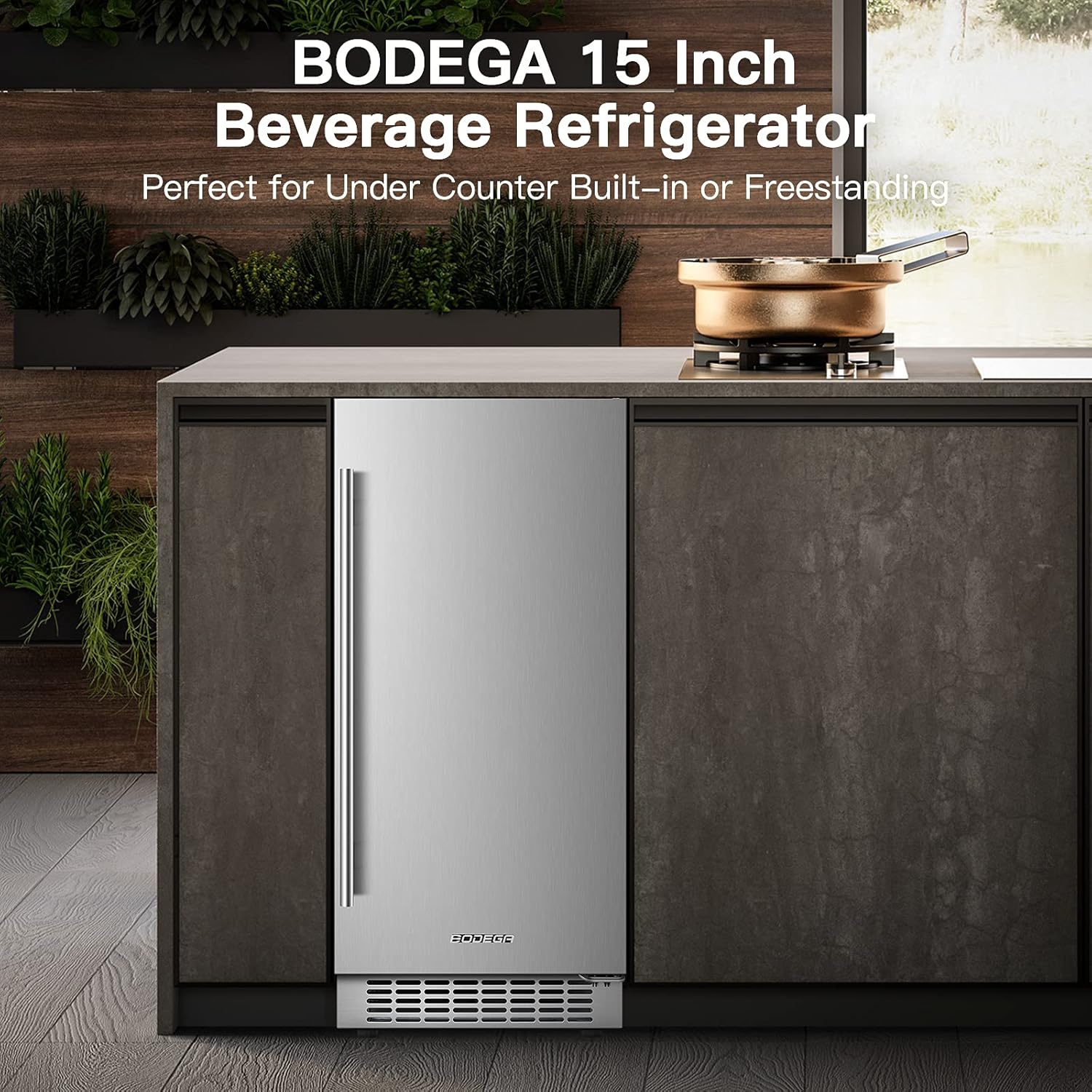 Beverage Cooler 24 Inch, Built-in and Freestanding Refrigerator 180 Cans, Stainless Steel I34420