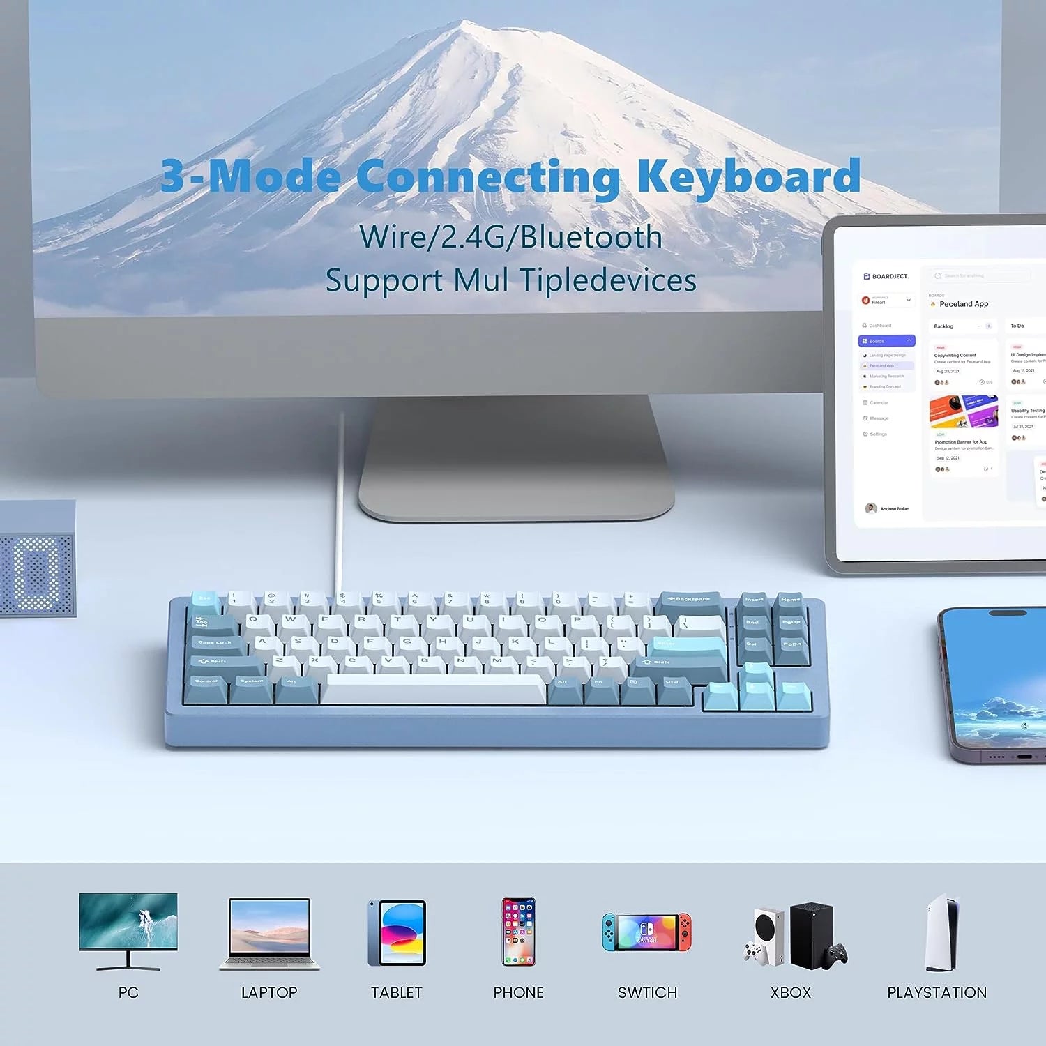 75% Wireless Mechanical Keyboard, Hot-Swappable RGB, Aluminum Alloy Shell Z526