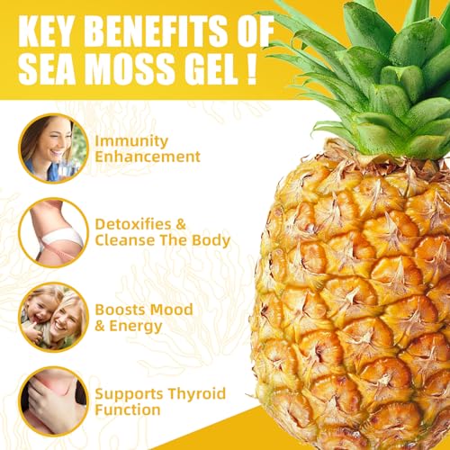 Organic Sea Moss Gel with 92 Vitamins and Minerals, Strawberry Banana Flavor F236