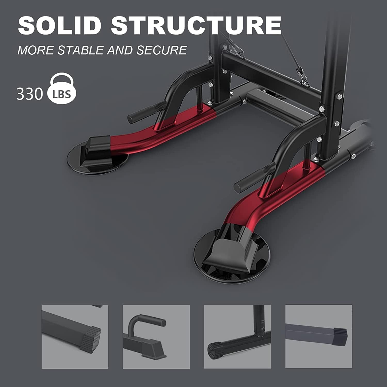 Adjustable Height Pull Up Bar Stand with Dip Station H497