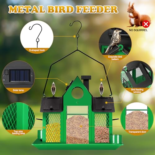 Blue Hanging Metal Bird Feeder for Outdoors D881