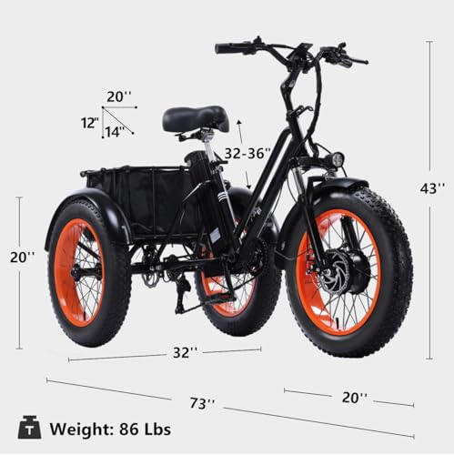 Adult Electric Tricycle 3 Wheel Bike Q8526