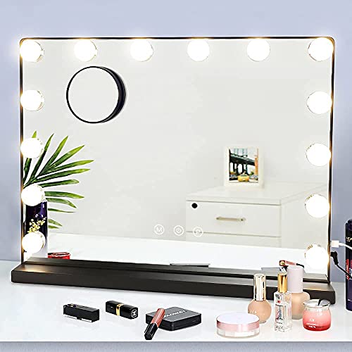Hollywood Vanity Mirror Light, 20 Inch Makeup Mirror with USB Outlet, 3 Color Dimmable Modes, Black H2347