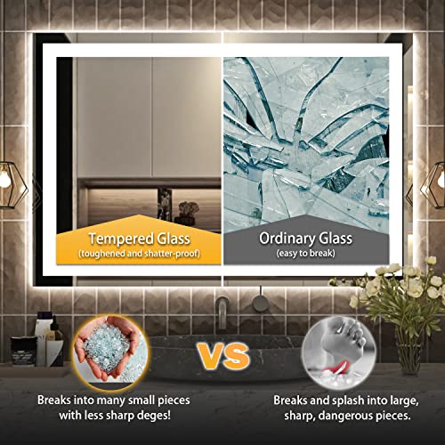 LED Bathroom Mirror with Front and Backlit, Anti-Fog, Dimmable N817039