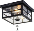 Outdoor Ceiling Light with Motion Sensor,2-Light Outdoor Ceiling Lights for Porch Flush Mount Motion Sensor,Dusk to Dawn Outdoor Light Fixture Ceiling Mount with Clear Glass for Porch,Garage