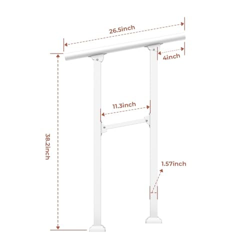 Outdoor Step Handrail, Heavy Duty Metal Railing for Wooden or Concrete Steps M966036
