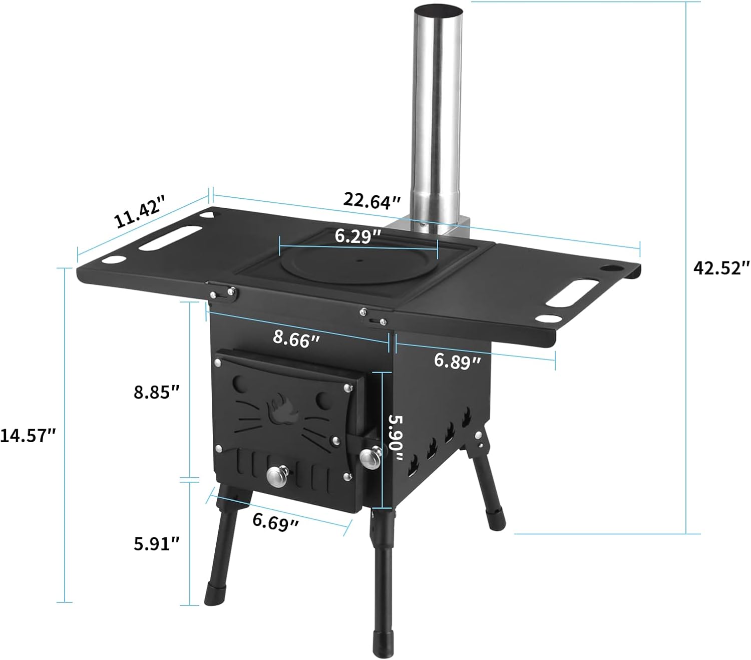 Portable Wood Burning Stove with Chimney Pipe for Tent Camping E956
