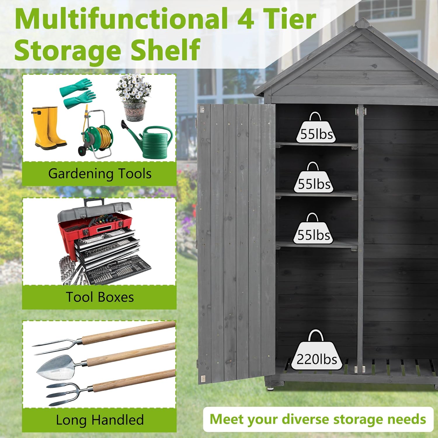 Outdoor Wooden Storage Shed with Lockable Door R617