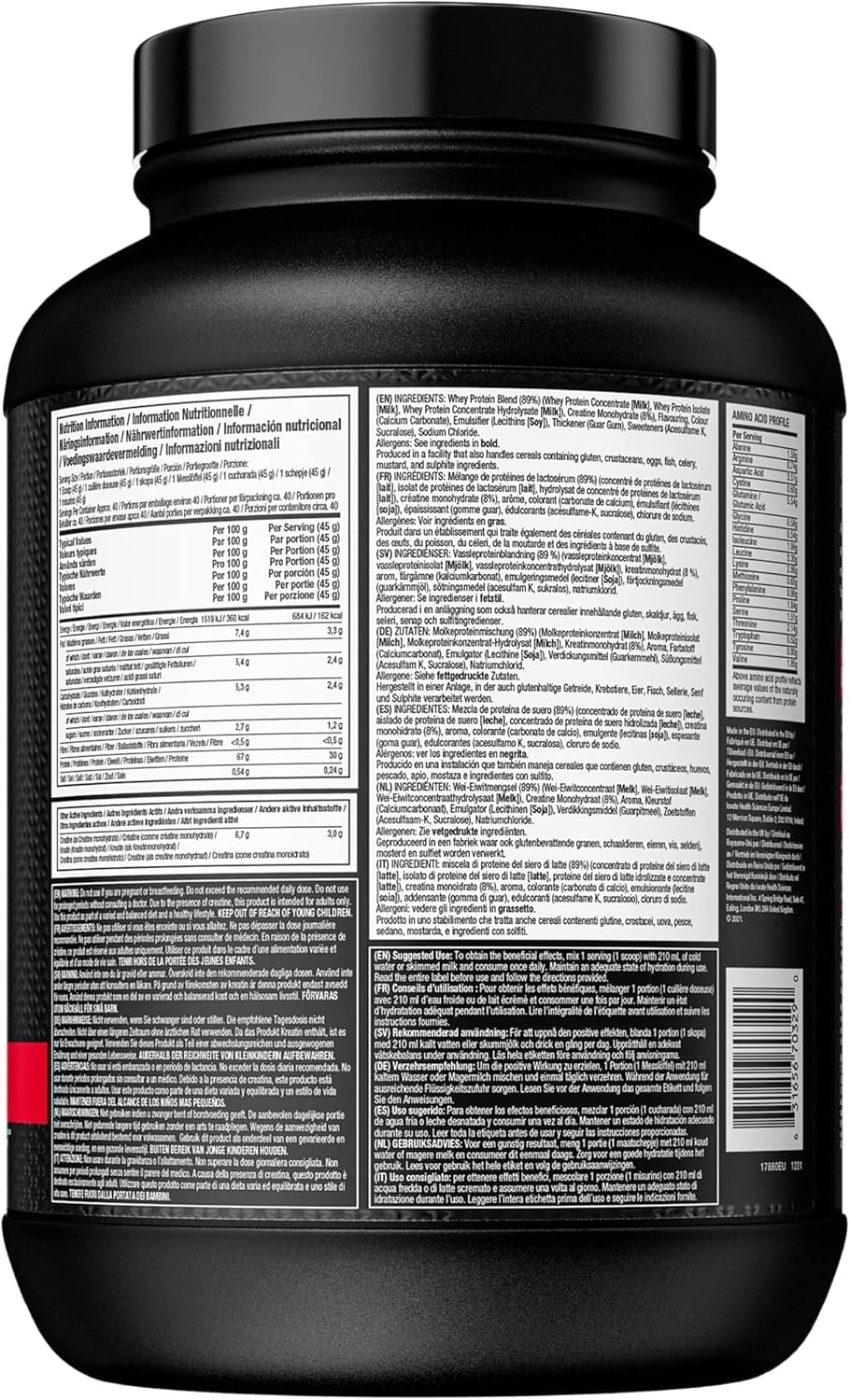 Whey Protein Powder with Creatine, Milk Chocolate F532838