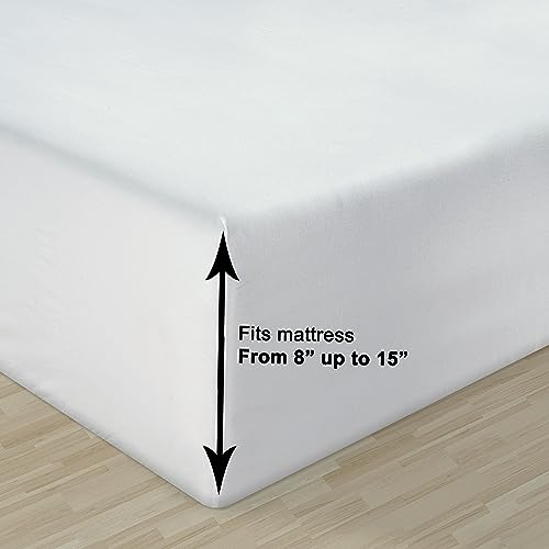 Queen Sheets 8 Piece Set, Soft Breathable Percale Cotton Bedding with Pillowcases D8297