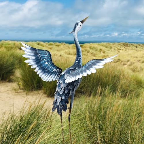 33 Inch Metal Heron Statue for Garden Patio Pond Decor C65360