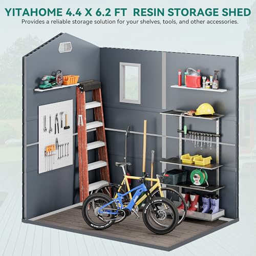Light Gray Resin Tool Shed, 36 Cu Ft Waterproof Outdoor Horizontal Storage with Lockable Doors P55427