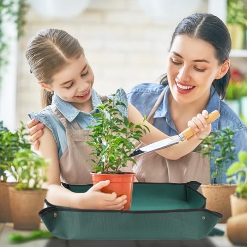 Repotting Mat, Waterproof Plant Potting Mat with Garden Tools, Foldable Soil Tray O821
