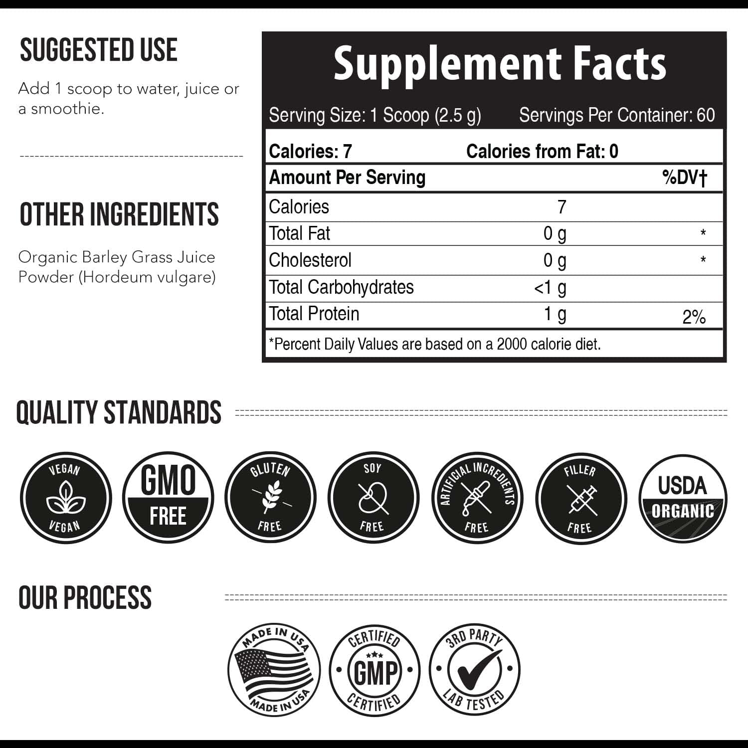 Organic Barley Grass Juice Powder, Cold-Pressed, Gluten Free, Vegan, 5.3 oz U961