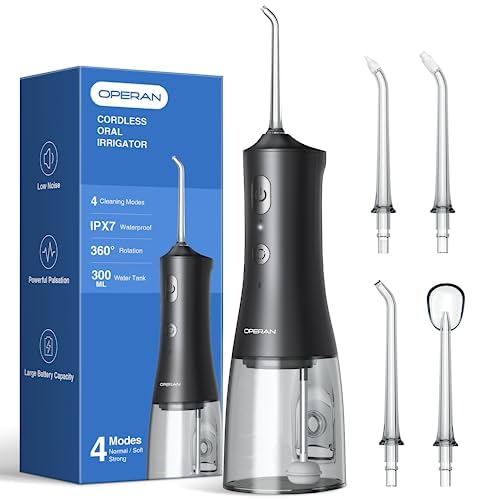 Cordless Water Flosser 300ml Rechargeable Oral Irrigator with 4 Modes and 4 Jet Tips D7941
