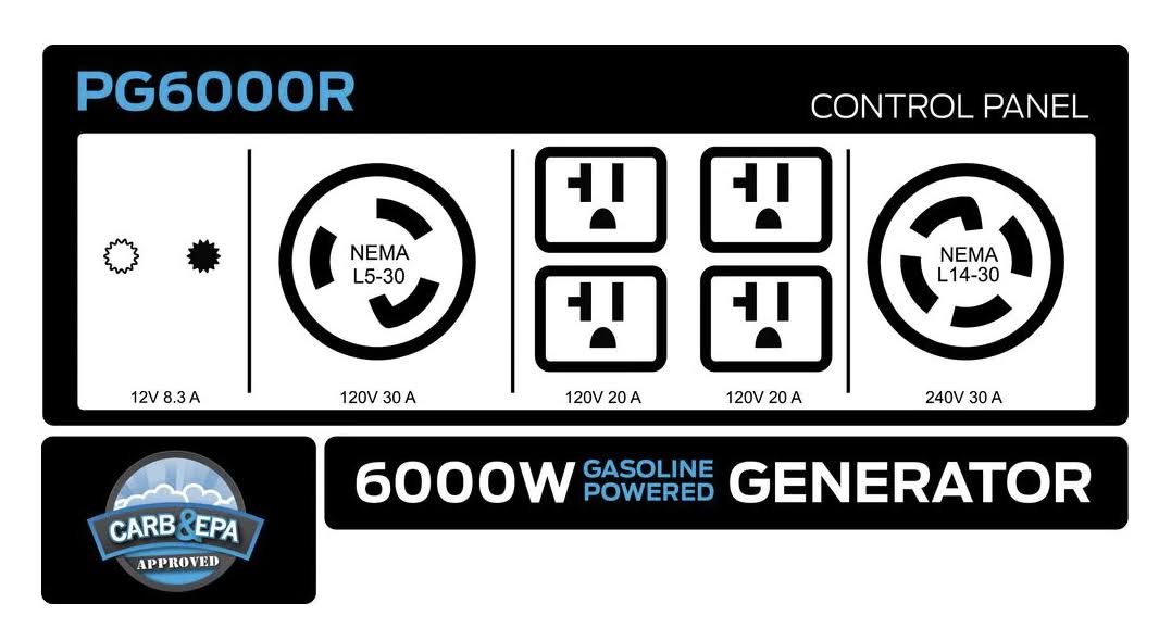 6,000 Peak Watt Gas-Powered Portable Generator G630186