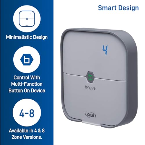 4-Zone Smart Sprinkler Controller, Gray E7109