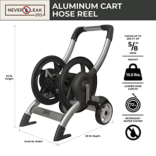 Reel Cart for Garden Hose, Heavy Duty Aluminum, 200 ft Capacity Y81227
