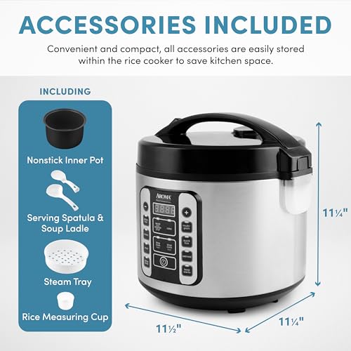 Digital Rice Cooker, 4-Cup Uncooked, Steamer, Multicooker, 2 Qt, Stainless Steel R872251