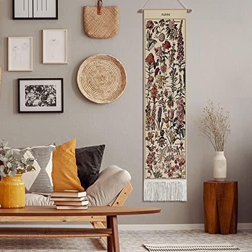 Vintage Botanical Tapestry 52 x 13 Inch Vertical Wall Hanging R795