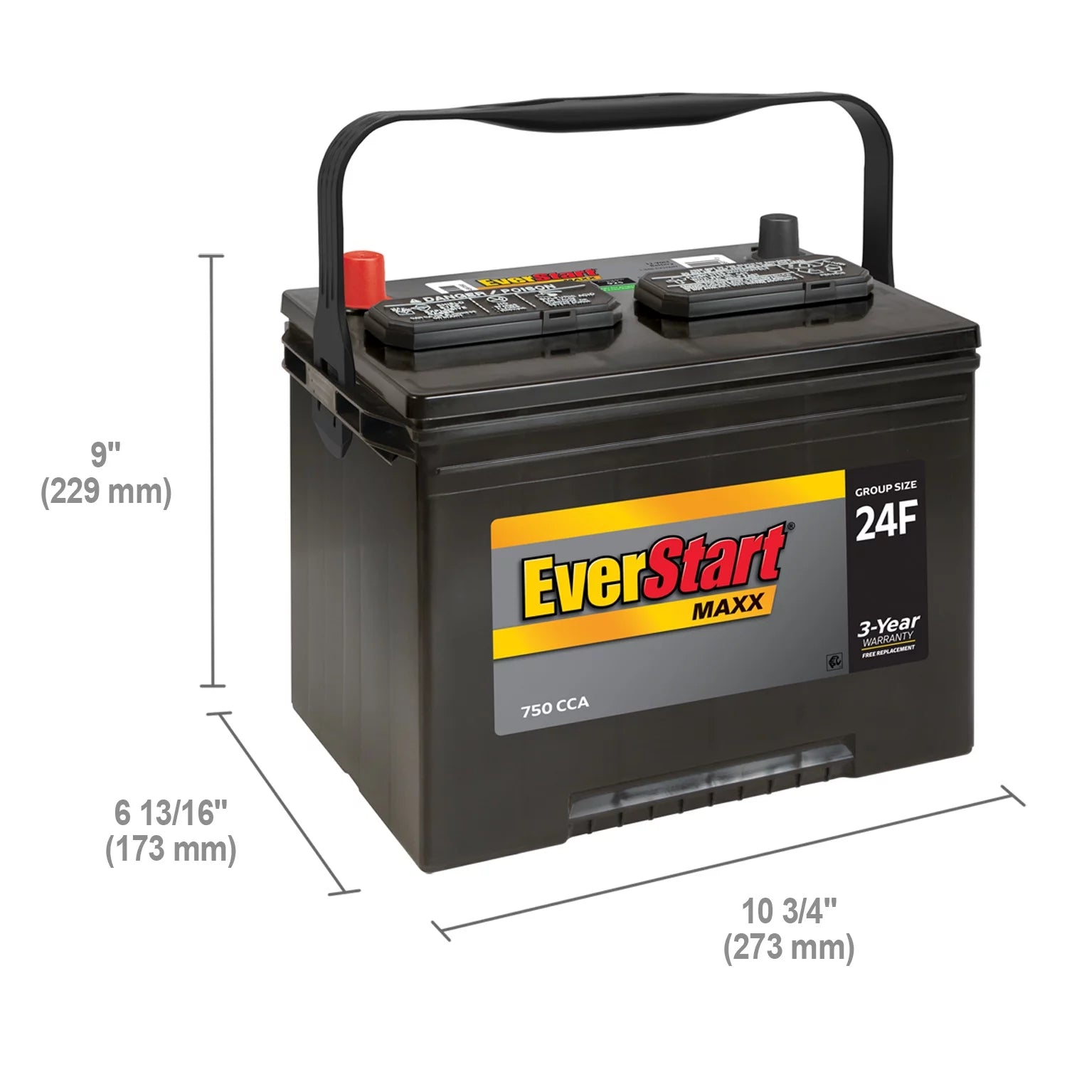 Automotive Battery, Group Size 24F, 12 Volt, 750 CCA C380302