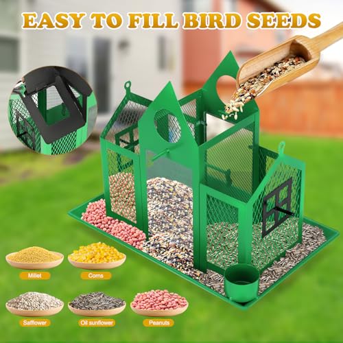 Blue Hanging Metal Bird Feeder for Outdoors D881
