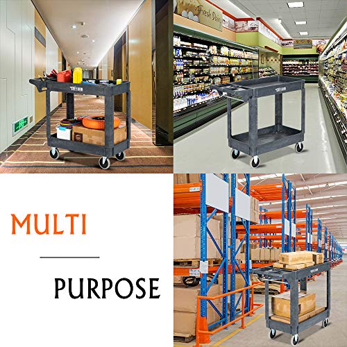 Plastic Service Utility Cart with Wheels, 550lbs Capacity, Heavy Duty 3-Tier Rolling Storage Q152104