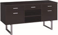 Coaster Home Furnishings Coaster Glavan Contemporary Cappuccino Credenza with Metal Sled Legs, 60 W x 16 D x 30 H, Silver