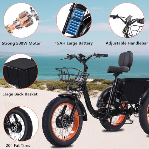 Adult Electric Tricycle 3 Wheel Bike Q8526