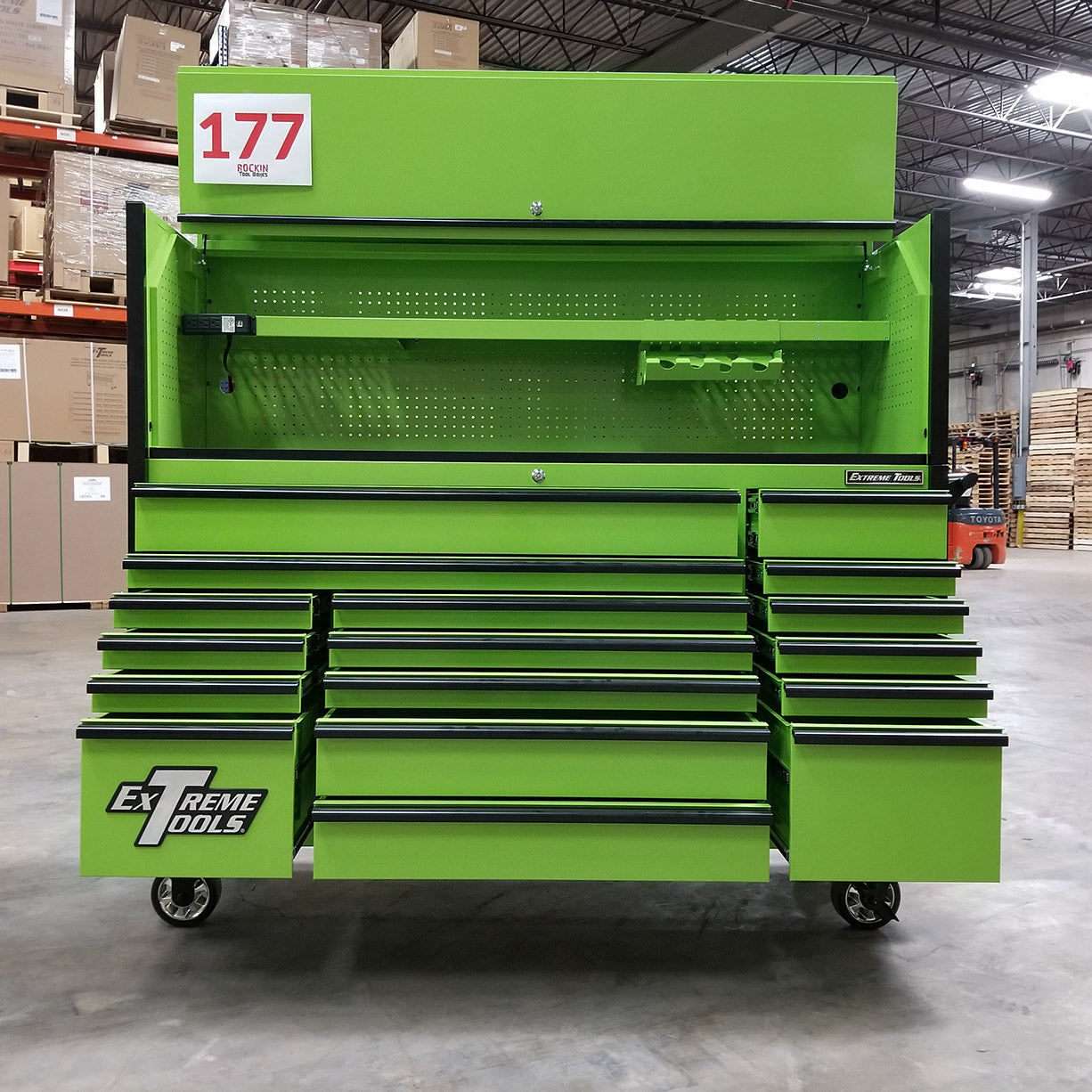 Used Toolbox 72 x 21 Triple Bank Roller Cabinet with Hutch X855