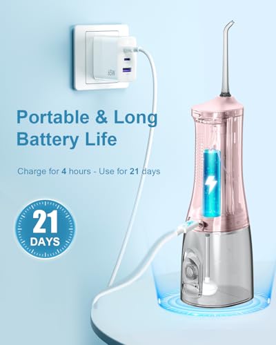 Cordless Water Flosser 300ml Rechargeable Oral Irrigator with 4 Modes and 4 Jet Tips D7941