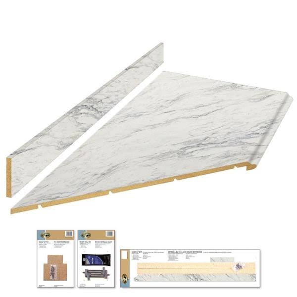 White Laminate Countertop Kit with Left Miter and Ogee Edge T519