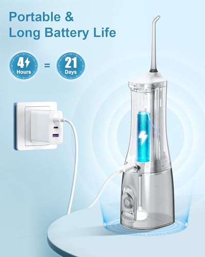 Cordless Water Flosser 300ml Rechargeable Oral Irrigator with 4 Modes and 4 Jet Tips D7941