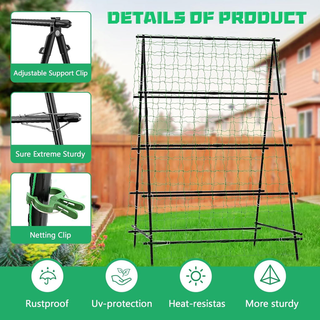 Cucumber Trellis A-Frame for Climbing Plants, Garden Grow Support with Plant Clips D5025