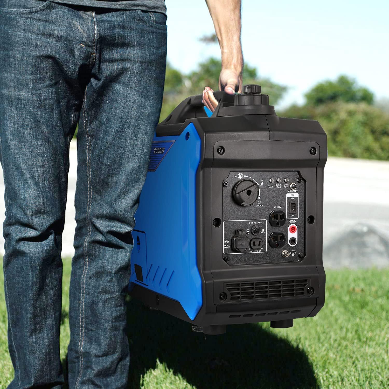 Portable Inverter Generator 2000 Watt, Quiet Gas Powered for Camping Home Emergency M83253