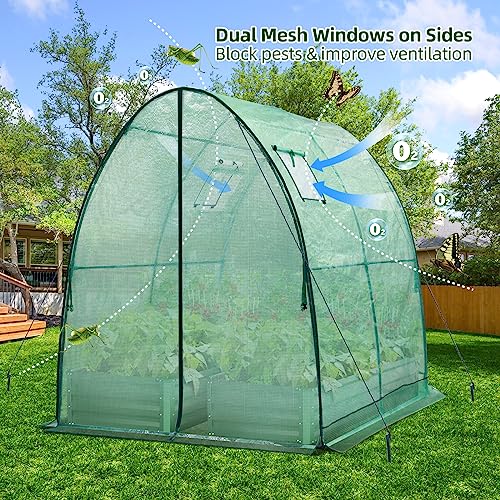 Portable Tunnel Greenhouse Outdoor with Mesh Windows, 5.9x5.9x6.6 FT K5003