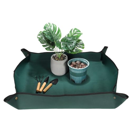 Repotting Mat, Waterproof Plant Potting Mat with Garden Tools, Foldable Soil Tray O821