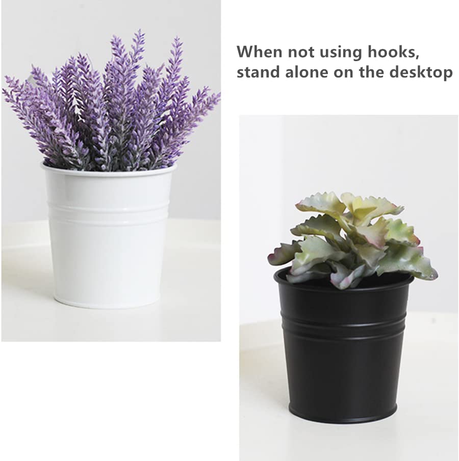 Metal Hanging Plant Pots with Removable Hooks, 5-Pack, Black X159